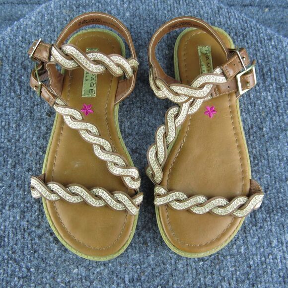 Rampage Youth Girls Sandals Shoes‎ Size 13 Medium Brown Synthetic Buckle - Picture 3 of 9